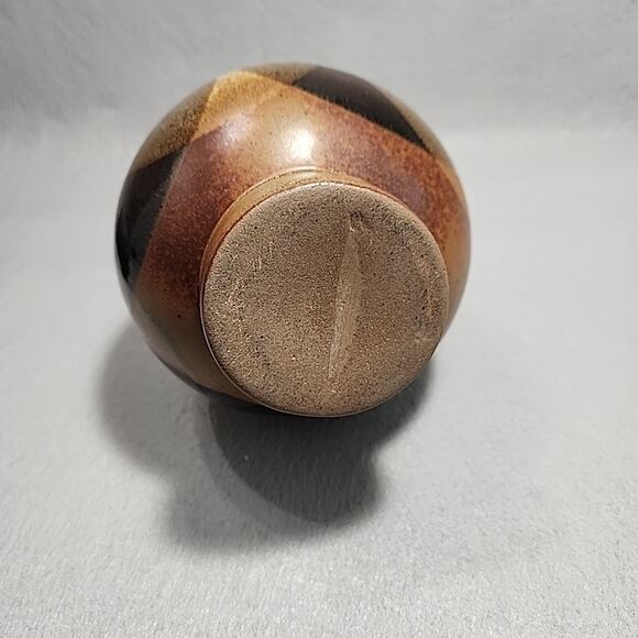 Robert Maxwell Pottery Craft USA 9in Decanter 3 Cups MCM 1970s Geometric Browns - Picture 14 of 14